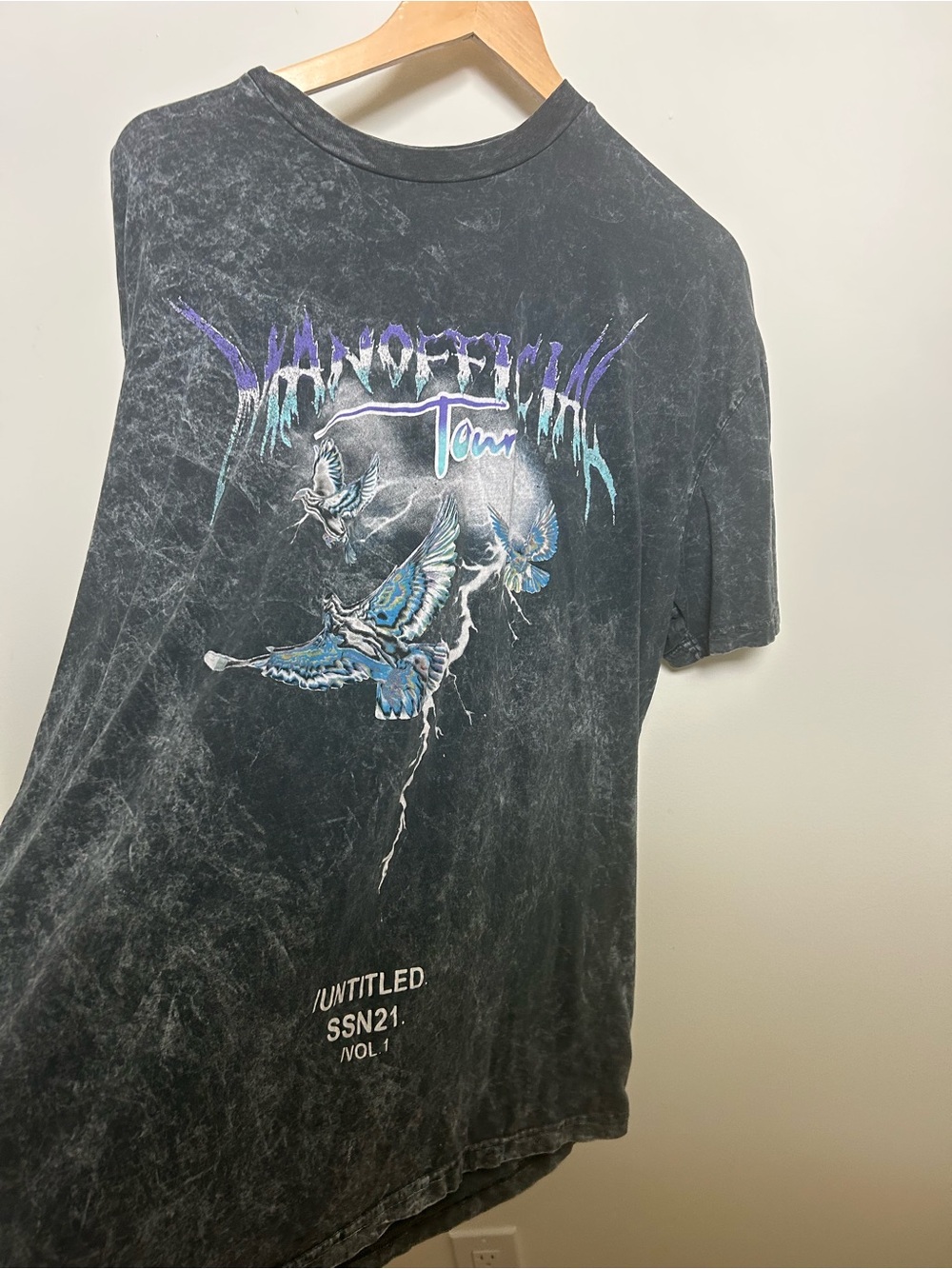 MAN Official World Tour Tee Acid Wash Black Graphic